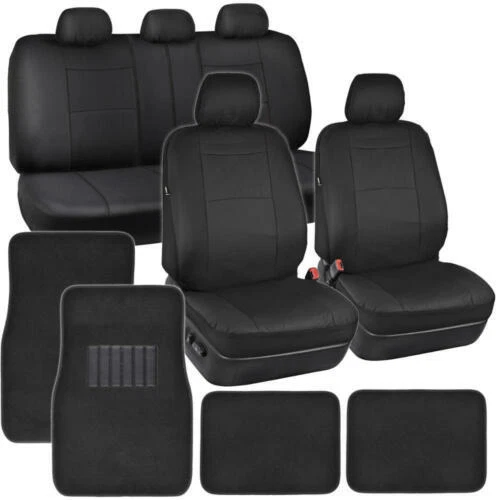 Juego de fundas y alfombrillas de cuero PU para asientos de auto interior completo para auto camión SUV Foto 1 de 4