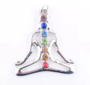 Chakra Yoga Symbol Vintage on Tibetan Silver Necklace  D-5778 - Picture 1 of 12