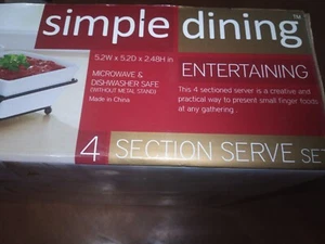 Simple Dining Multi-Purpose Server with Metal Tray & 4 White Porcelain Dishes - Picture 1 of 3