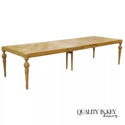 Mesa de jantar barroca francesa incrustada em parquet do século XVIII piso de prancha de madeira de carvalho - Imagem 1 de 4