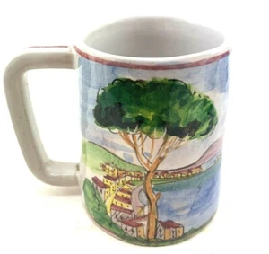 Vintage 1953 Mittelmeer Kreuzfahrt Neapel Souvenir Keramikbecher signiert 12oz - Bild 1 von 4