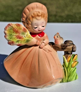 Figura De Colección Josef Originales Otoño Niña con Cosecha y Pájaro en Cerca ¡LINDA! - Imagen 1 de 16