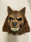 spirit halloween werewolf foam mask with moveable mouth jaw strap brown fur