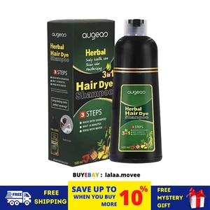 500ml Augeas Herbal 3 In 1 Hair Dye Shampoo (Black) - Free Shipping - Picture 1 of 7