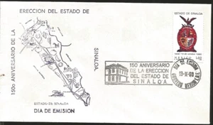 J) 1980 MEXICO, 150th ANNIVERSARY OF THE ERECTION OF THE STATE OF SINALOA, MAP, - Picture 1 of 1