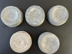 Five Vintage Zinc Jar Lids w/ Milk Glass Inserts 2 Atlas 2 Ball Plus One - Picture 1 of 6