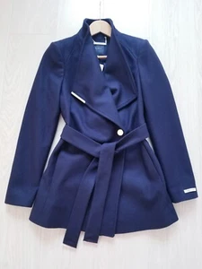 Ted Baker Rosess Short Wool Wrap Coat Navy Blue Size 0 UK 6 RRP £275 - Picture 1 of 12