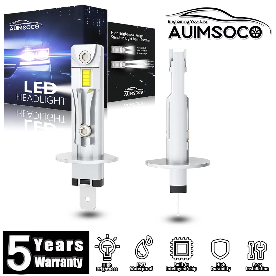 Pair H1 LED Headlight Kit Bulbs For Mercedes-Benz S320 1995-1997 Super Bright - Image 1 of 4