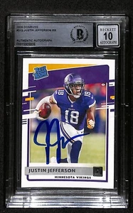 2020 Donruss Rated Rookie #313 Justin Jefferson Autograph Beckett BAS 10 6771 - Picture 1 of 3