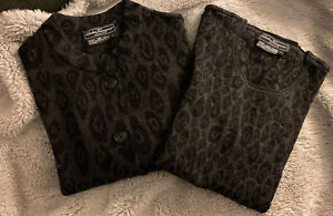 Salvatore Ferragamo Grey And Black leopard Print Sweater Set size Large