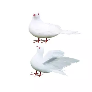 2pcs Artificial Feathered Pigeon Birds Fake Doves Artificial Craft Foam Birds... - Picture 1 of 9