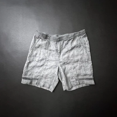 VTG Mind Set by XCVI Shorts Womens Medium Gray Linen Lightweight Stretch Casual - Image 1 of 4