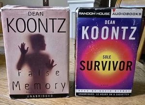 (x2) Dean Koontz Audiobooks ~Cassettes~ False Memory & Sole Survivor Unabridged - Imagen 1 de 6