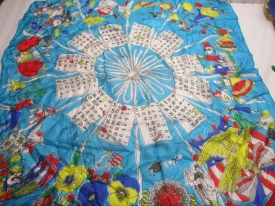 1954 CALENDAR SILK SCARF ~ MADE IN USA ~ 30" X 34" - Image 1 of 4