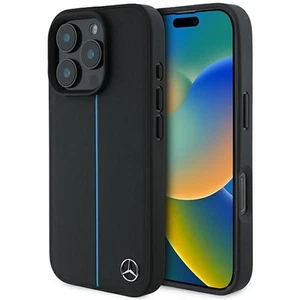 Handyhülle Case iPhone 16 Pro Max MagSafe Mercedes Echtleder schwarz blau Stern - Picture 1 of 8