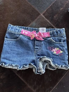 Denim Disney Princess Shorts With Embroidery Flowers Size 5 - Picture 1 of 5