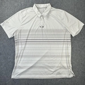 Camisa Polo Oakley Para Hombre 2XL Blanca Gris Rayas Ajuste Regular Rendimiento de Golf - Imagen 1 de 9