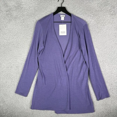 Chaqueta Suéter Kimono Eileen Fisher Para Mujer Pequeña Larga Violeta Nueva Con Etiquetas Frente Abierto Foto 1 de 4
