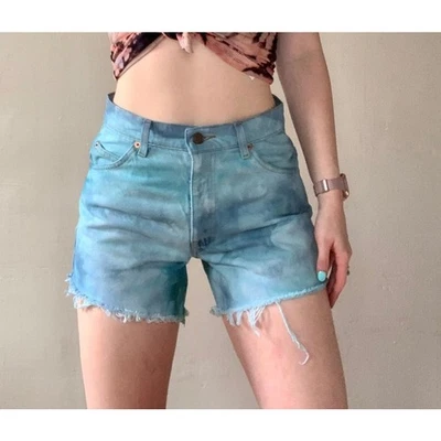 Pantalones Cortos Vintage Denim Levi Corte Azul Verde W30 Reelaborados Foto 1 de 4