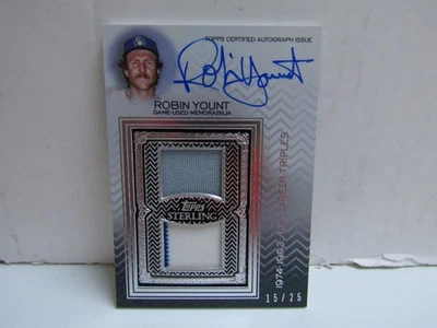 2021 Sterling Robin Yount Sterling Swings Dual Relic On Card Auto /15 Brewers - Image 1 of 2