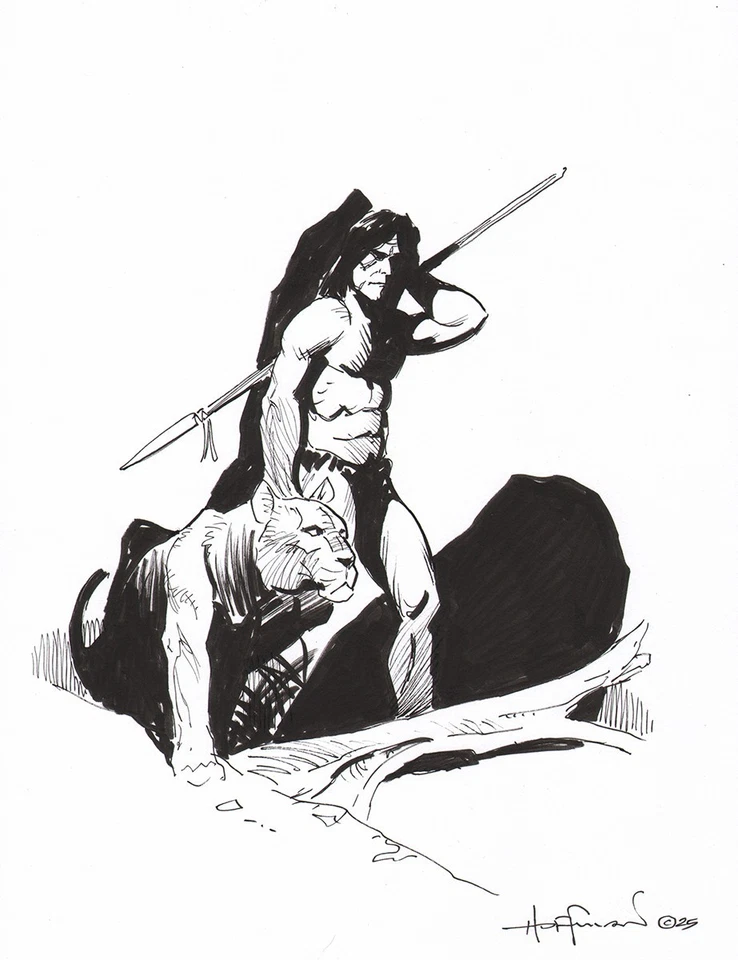 ¡JUNGLE LORD & LIONESS VAGA! Dibujo a tinta artística original de Mike Hoffman Foto 1 de 1