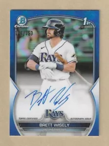 2023 Bowman 1st Brett Wisely Chrome Prospect Auto TRUE BLUE Refractor /150 RC - Picture 1 of 2