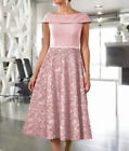 Veromia Size 8 Dusky Pink Bardot Fit And Flare Mother Of The Bride Races