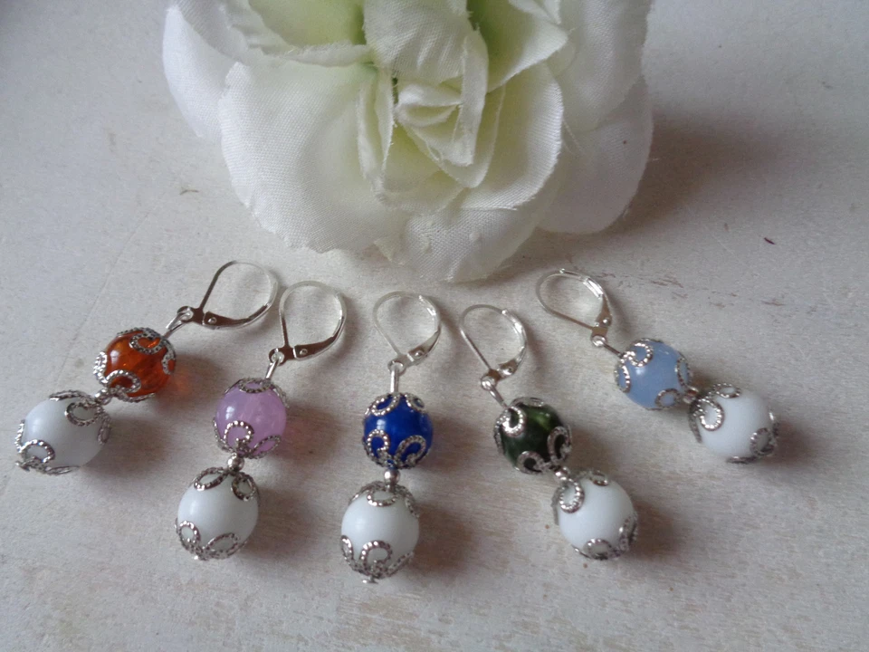 Ohrbrisuren "Jade Imitat-Perlen" 5 Farbvarianten auswählbar 1 - Bild 1 von 1