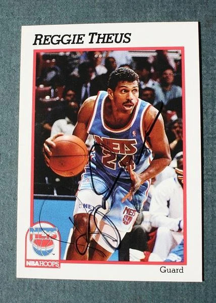 New Jersey Nets Guard Reggie Theus Autographed 1991-92 NBA Hoops Card - - Image 1 of 1