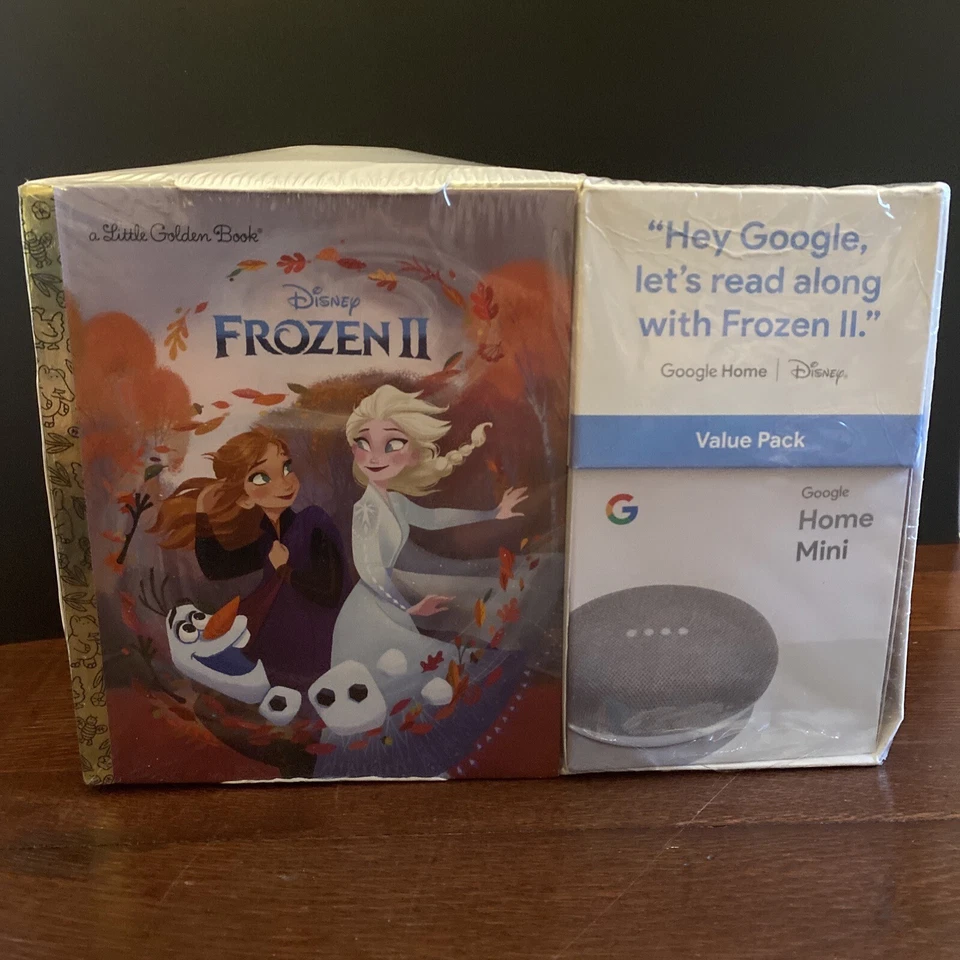 Google Home Mini Speaker (Gray) & Frozen II Book Bundle New & Sealed- Box Damage - Image 1 of 4