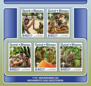 Guinea-Bissau - 2017 Scouts Anniversary 5 Stamp Sheet Michel #9440-4 GB17705a - Picture 1 of 1