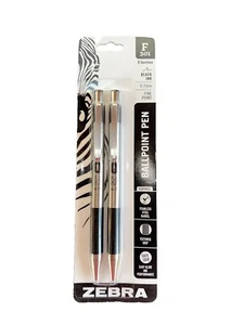 Zebra F-301 Ballpoint Stainless Steel Retractable Pen 0.7mm Black Ink 2 Pack NEW - Picture 1 of 2