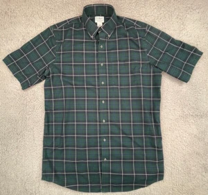 Camisa LL Bean Para Hombre Mediana Alta Verde Azul Tartán Cuadros Abotonada Manga Corta - Imagen 1 de 16
