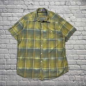 Ibex Shirt Mens XL Green Plaid Organic Cotton Button Up Short Sleeve Pocket - Picture 1 of 12