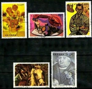 Gemälde Guyana 1990 (14) Yvert Nr. 2350 bis 2354 gestempelt used - Bild 1 von 1