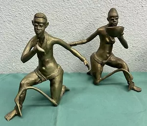 Art African tribal Africa - Couple Figures Bronze Lobi, Book Holder RARE - Picture 1 of 14