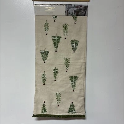 Cynthia Rowley 72”Long Table Runner Table Cloth Christmas Trees Embroidered - Image 1 of 4