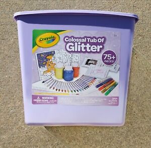 Crayola Glitter Arts & Crafts Kit, 75+ School Supplies, Tub of Glitter Toy/Gift