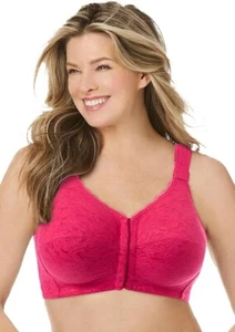 NWT Comfort Choice Women's Front Close Wireless Pink Burst Posture Bra Size 48B - Picture 1 of 1