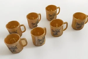 Fire King Peach Lusterware Tom & Jerry Eierlikör 7 Tassen Becher Weihnachten Kaffee Tee - Bild 1 von 4