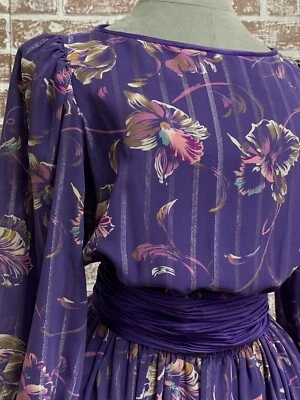 Vestido Vintage Neiman Marcus-Jackie Taub-Púrpura-La Petite Connection-Talla 4-C24 Foto 1 de 4