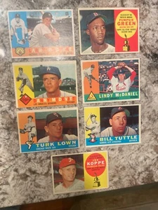 Lot von 7 authentischen Vintage 1960 Baseballkarten Danny McDevitt Pumpsie grün  - Bild 1 von 8