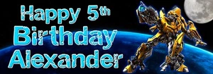 2 X Personalised Birthday Transformers Bumblebee theme Banners - Any Name - Age - Picture 1 of 1