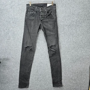 RAG BONE Jeans Women 30 Black Fit Skinny Button Fly Distressed Rocker Tall 28x33 - Picture 1 of 14