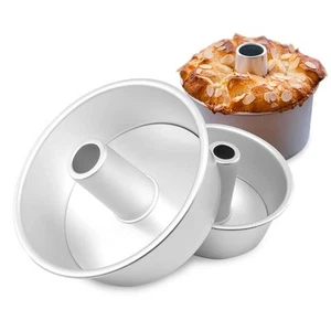 Angel Food Cake Pan, 8 inch Round Chiffon Cake Mold Aluminum Tube Pan Baking ... - Picture 1 of 7