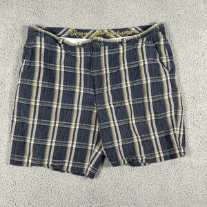 Tommy Bahama Mens Shorts 42 Blue Yellow Plaid Linen Silk Blend Casual Beach - Picture 1 of 7