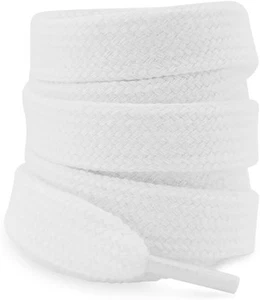 5/8"(15mm) Wide Thick Cotton Shoe Laces for Sneakers, 54&quot;/140cm, White  - Picture 1 of 8