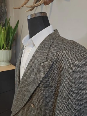 🇺🇲 Abrigo Deportivo De Colección Para Hombre 46L Gris Moteado Doble Pecho Hecho en EE. UU. Foto 1 de 4