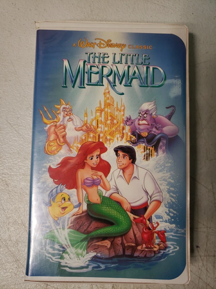Оригинальный винтажный чехол-раскладушка 1990 года с запрещенной обложкой The Little Mermaid на видеокассетах Disney - Изображение 1 из 4