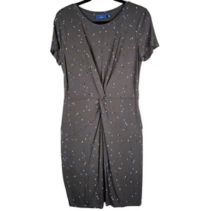 Apt. Vestido de manga corta tejido jersey delantero torcido a lunares marrón 9 para mujer - Imagen 1 de 7